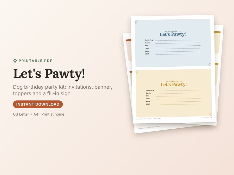 Dog Birthday Party Kit printable preview