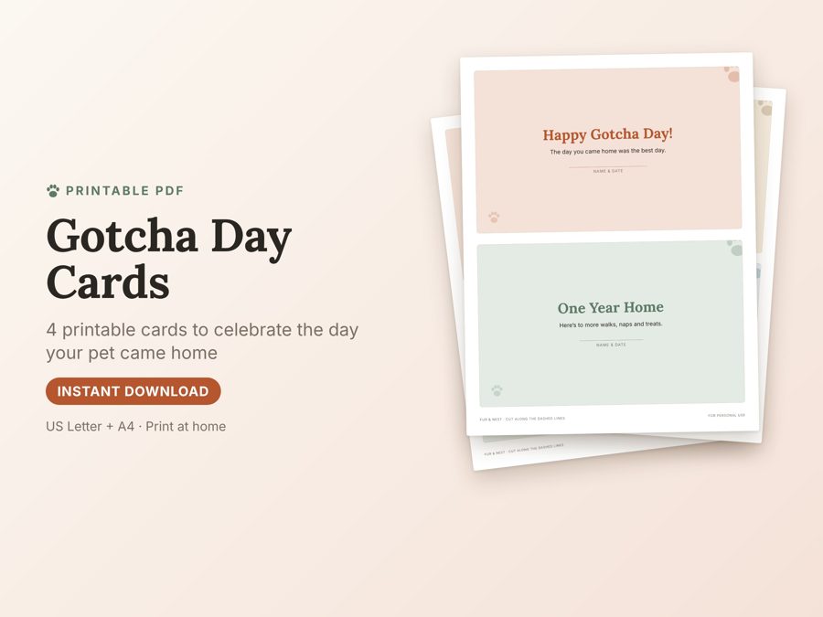 Gotcha Day Cards printable preview