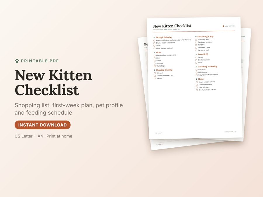 New Kitten Checklist printable preview