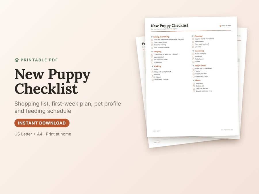 New Puppy Checklist printable preview