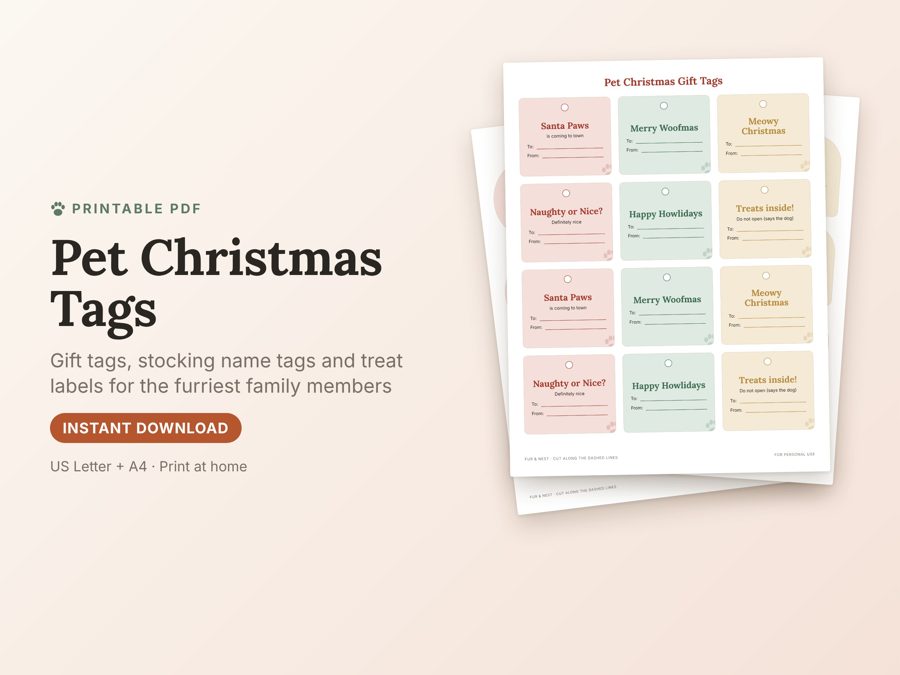 Pet Christmas Gift & Stocking Tags printable preview